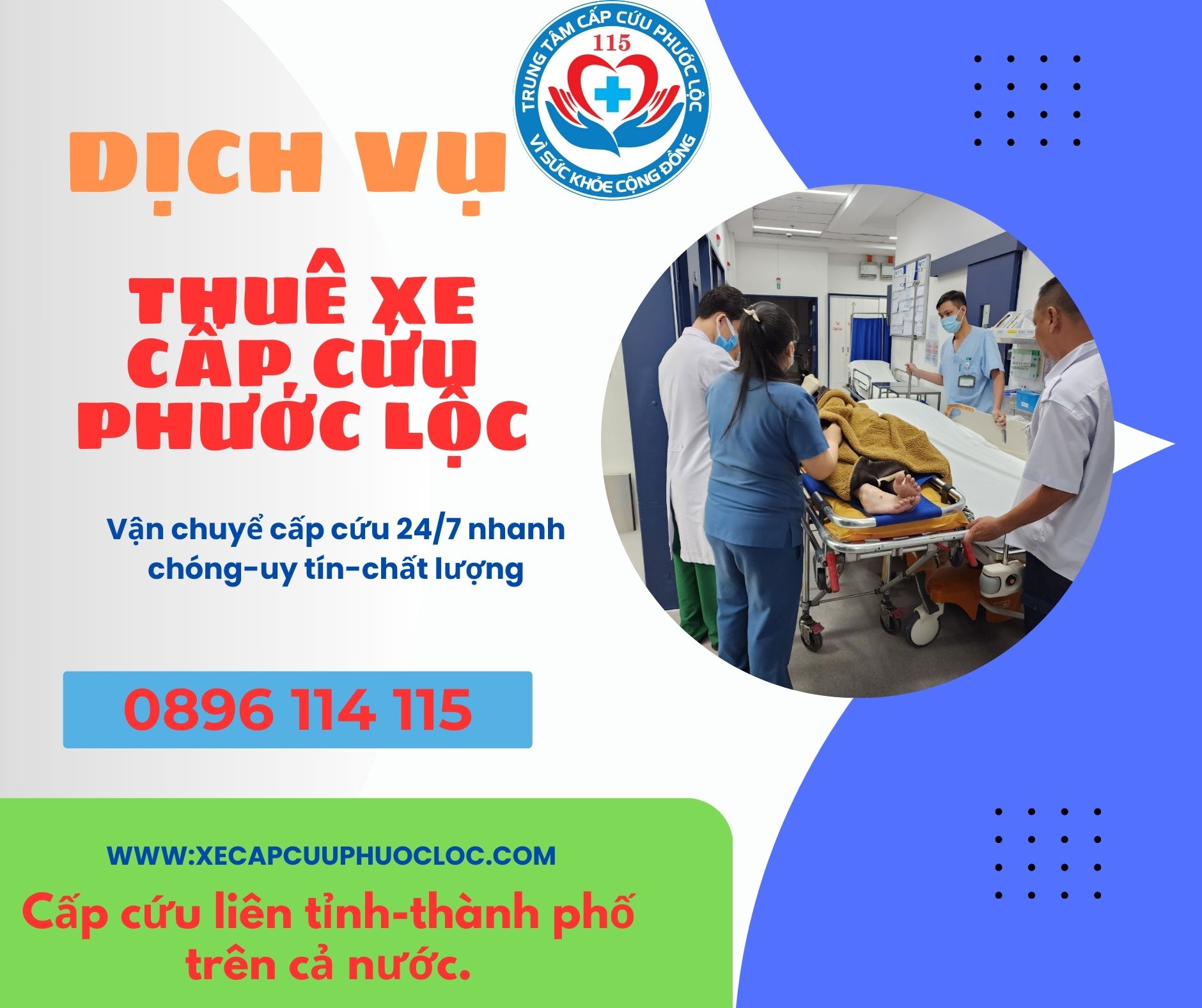xe cứu thương Phước Lộc đưa đón vận chuyển tái khám tại bệnh viện 115