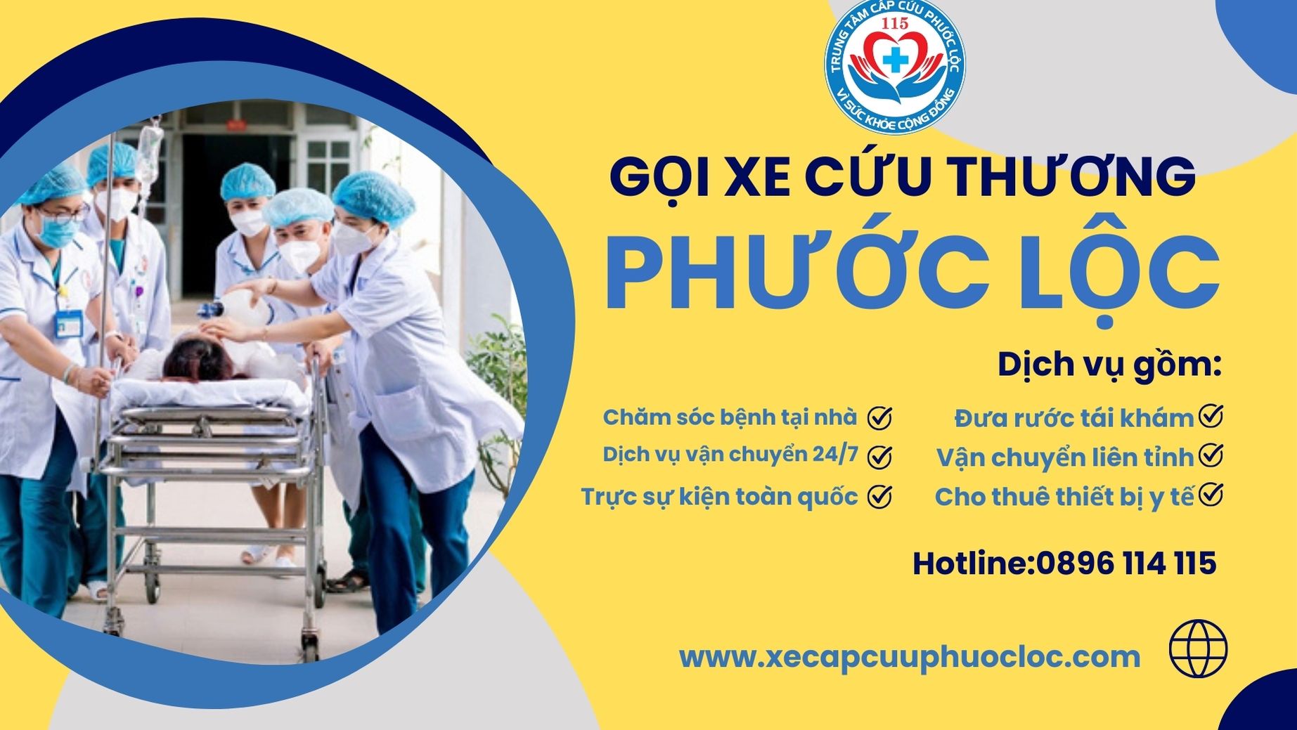 dịch vụ Xe cứu thương Phước Lộc đưa đón vận chuyển tái khám tại bệnh viện 115