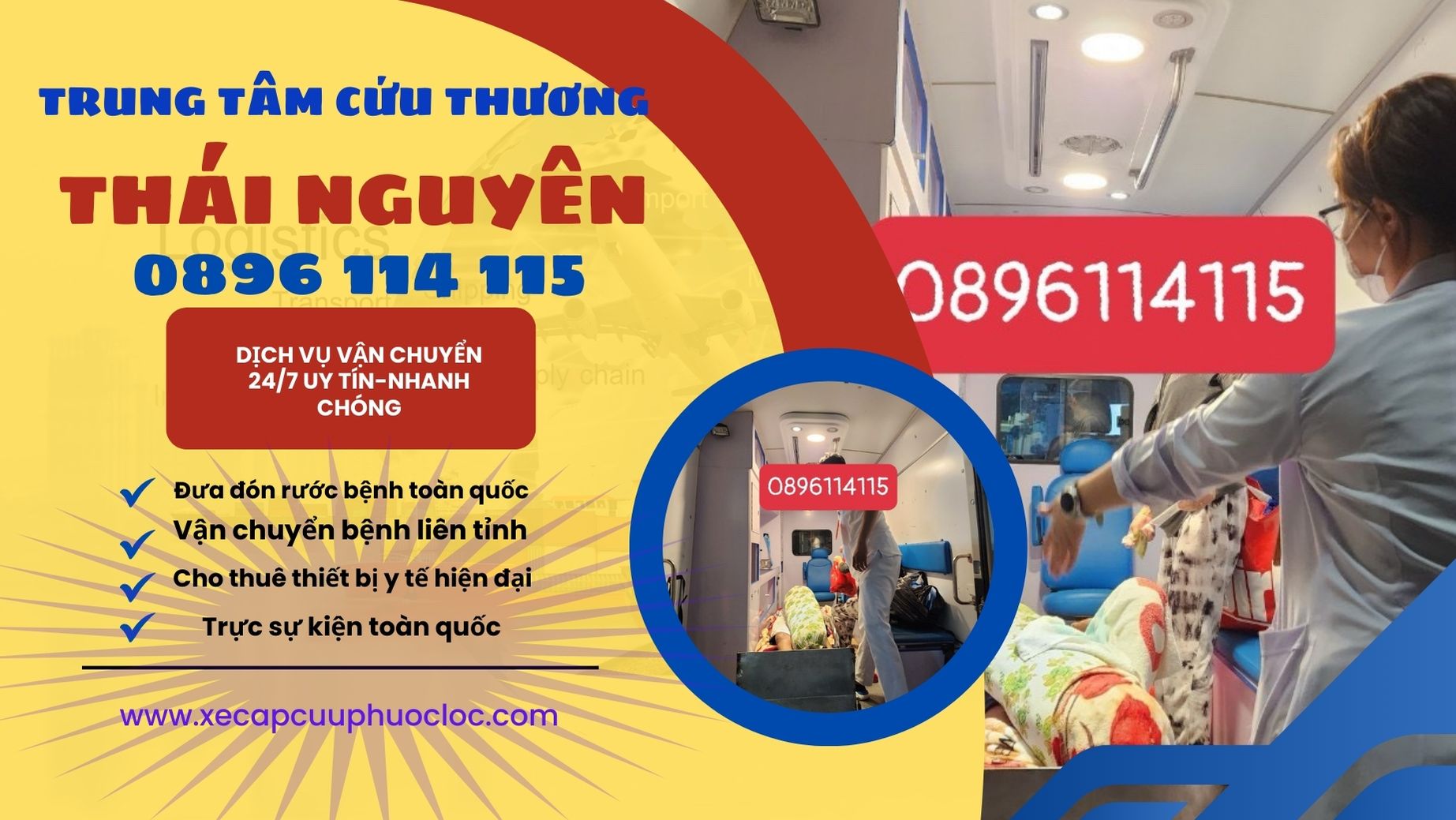 Gọi xe cứu thương Thái Nguyên 0896 114 115