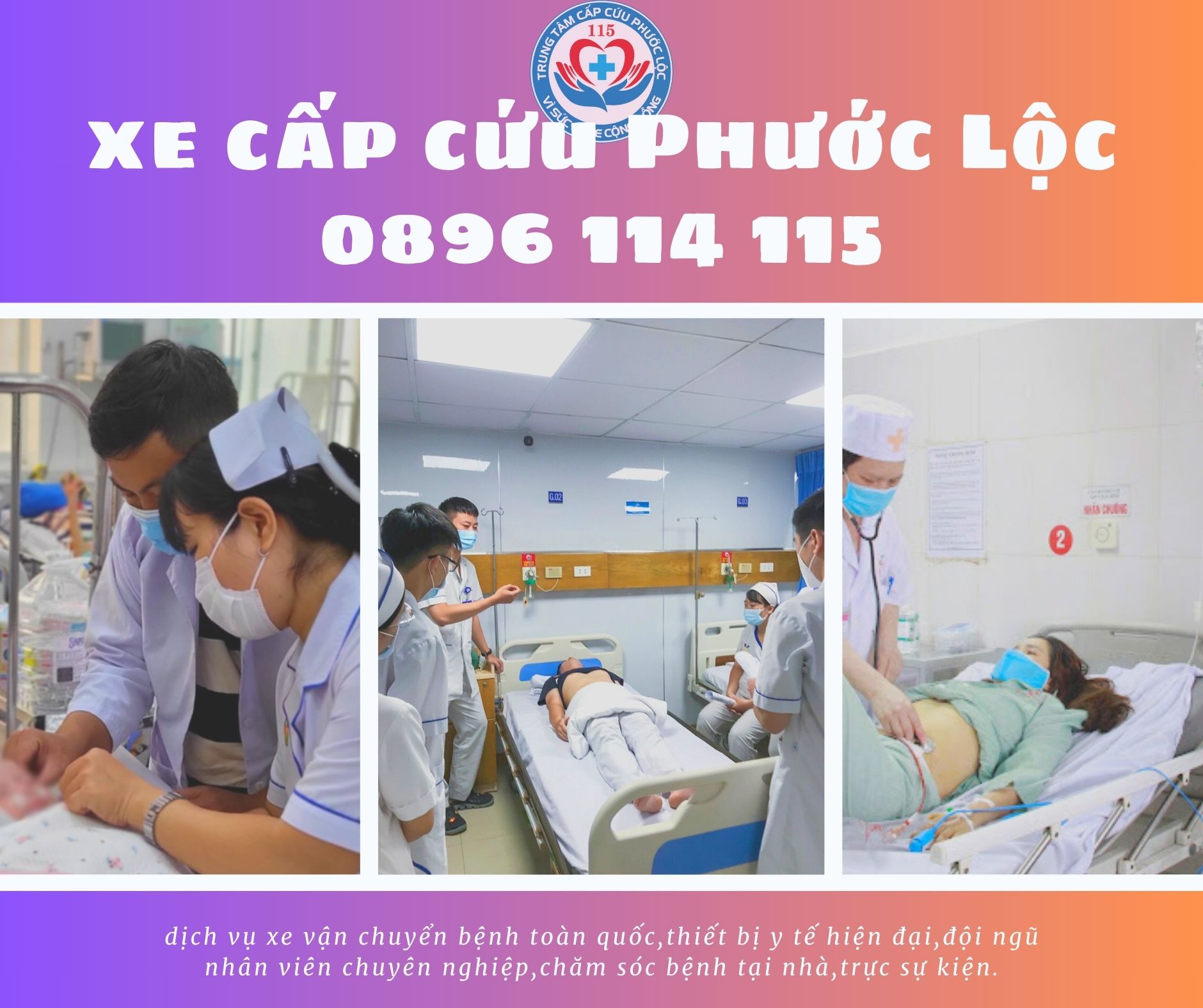 xe cứu thương Phước Lộc vận chuyển đưa đón tái khám tại bệnh viện nhi đồng 0896 114 115