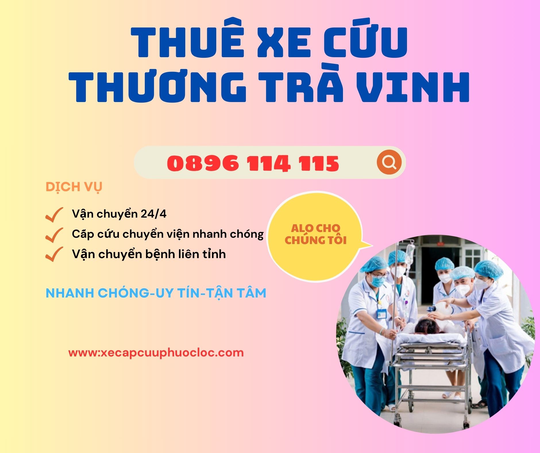 thuê xe cấp cứu Trà Vinh 24/7