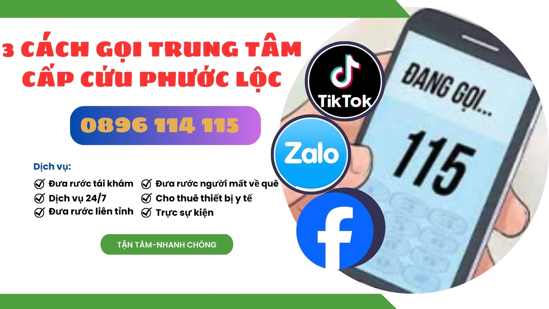 Gọi xe cứu thương trung tâm cấp cứu Phước Lộc 0896 114 115