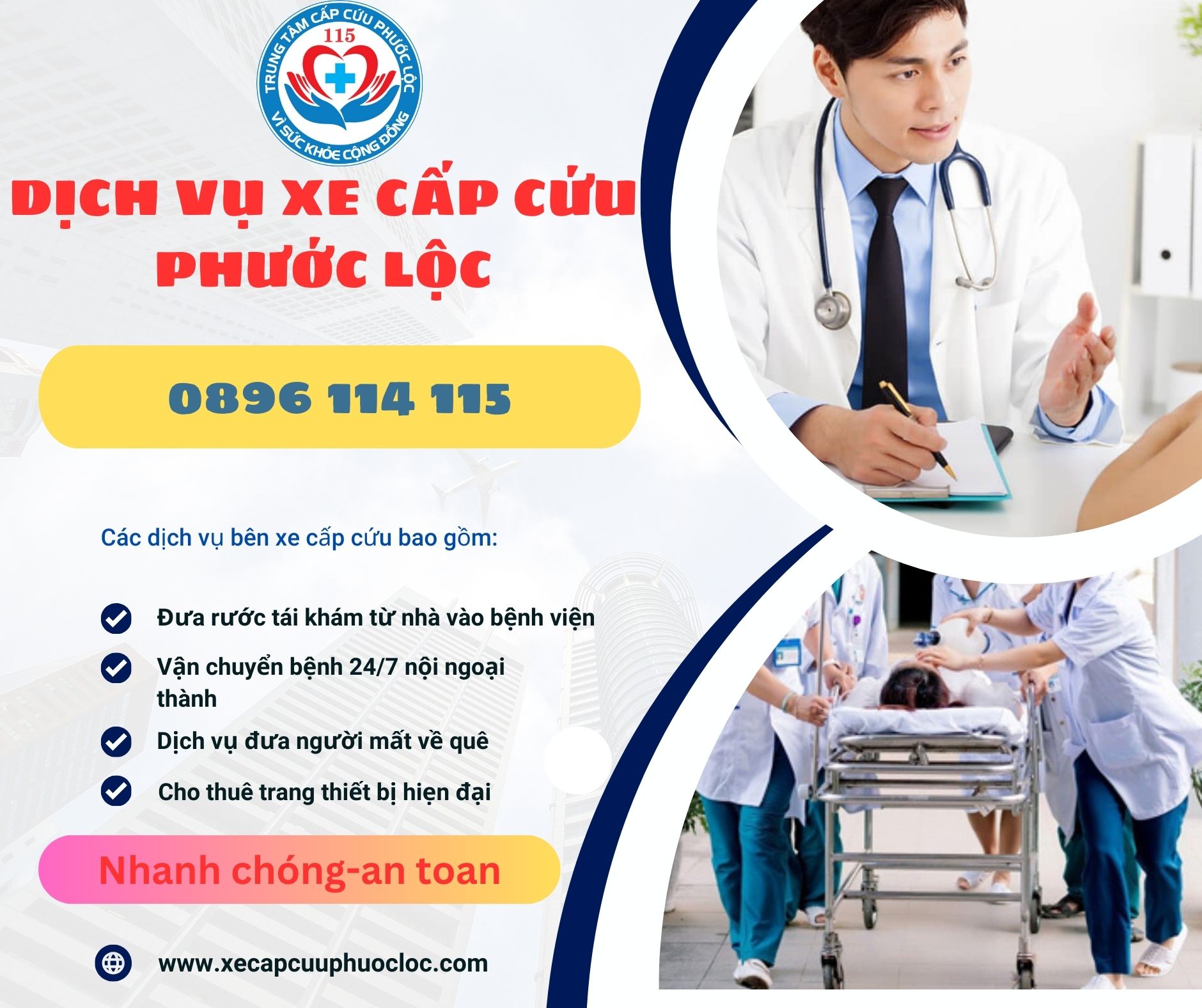 Dịch vụ xe cấp cứu Phước Lộc 0896 114 115