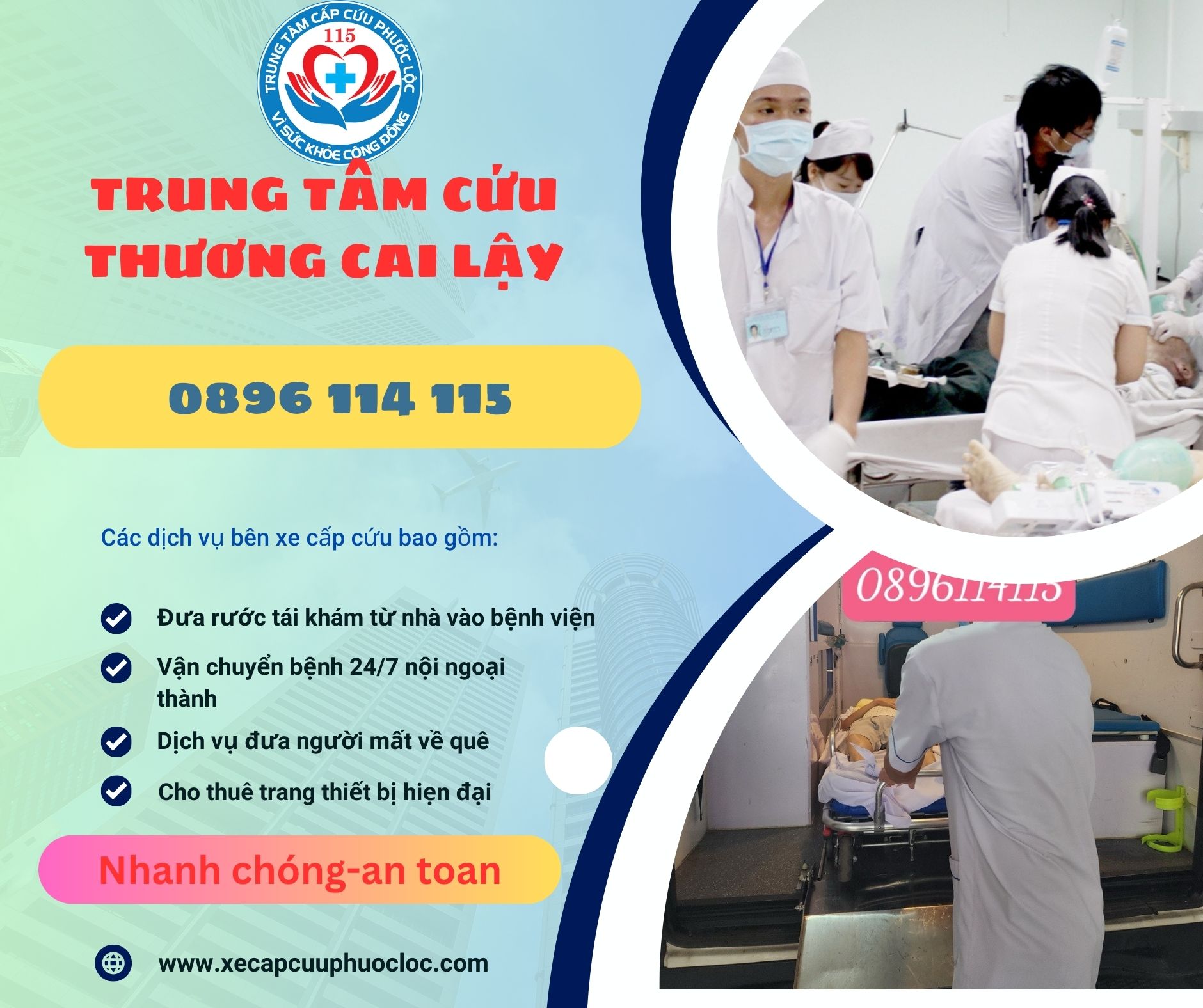 gọi xe cứu thương thị xã Cai Lậy 0896 114 115