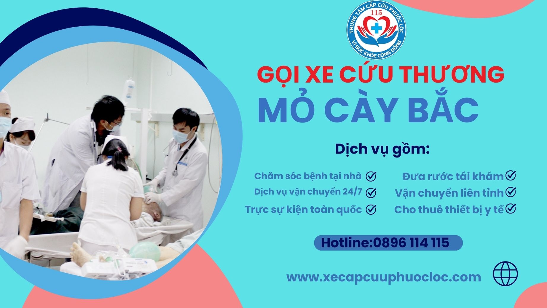 Gọi xe cấp cứu Mỏ Cày Bắc 0896114115 nhanh chóng uy tín