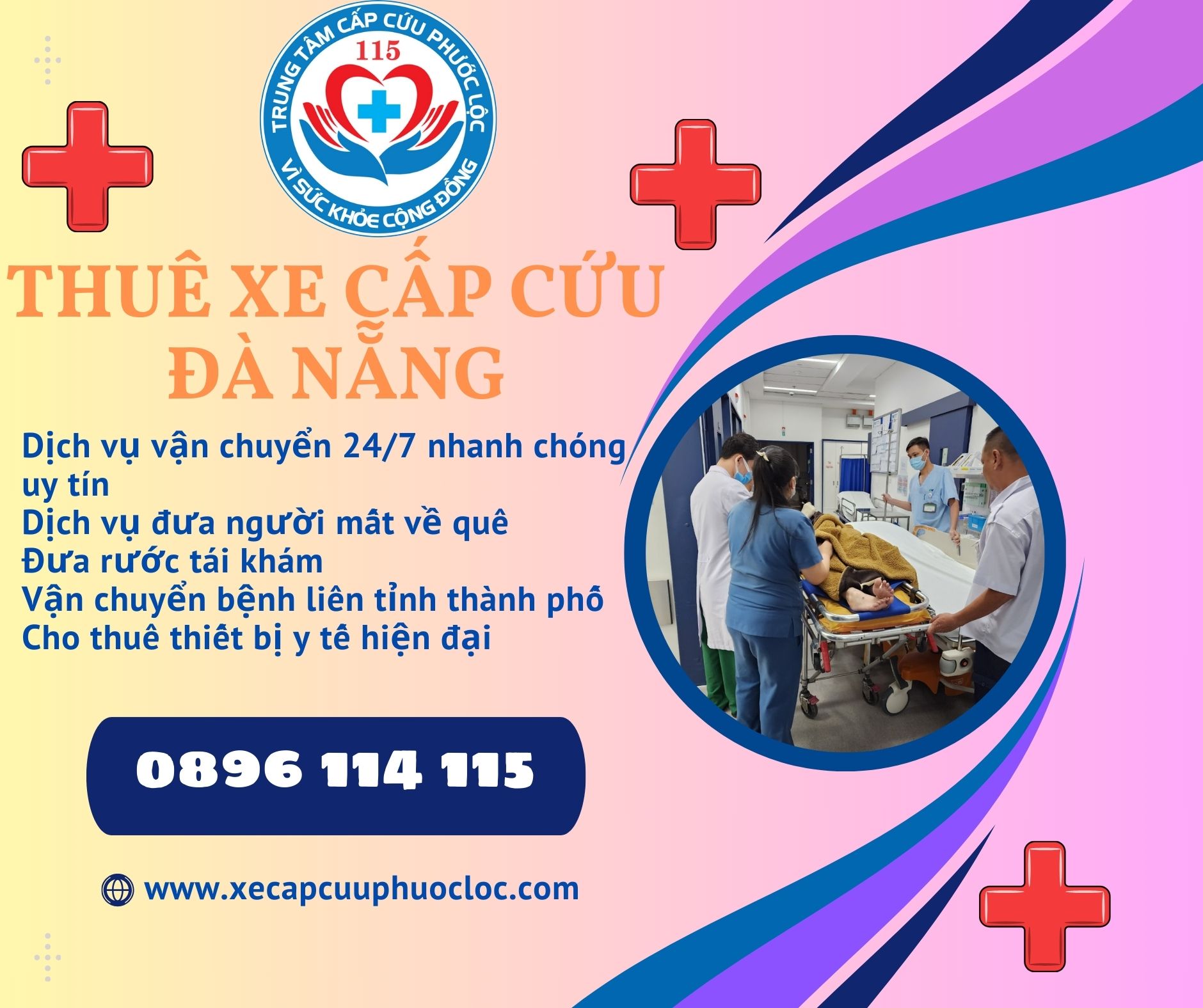Dịch vụ đưa rước tái khám bằnd xe cấp cứu Đà Nẵng 0896 114 115