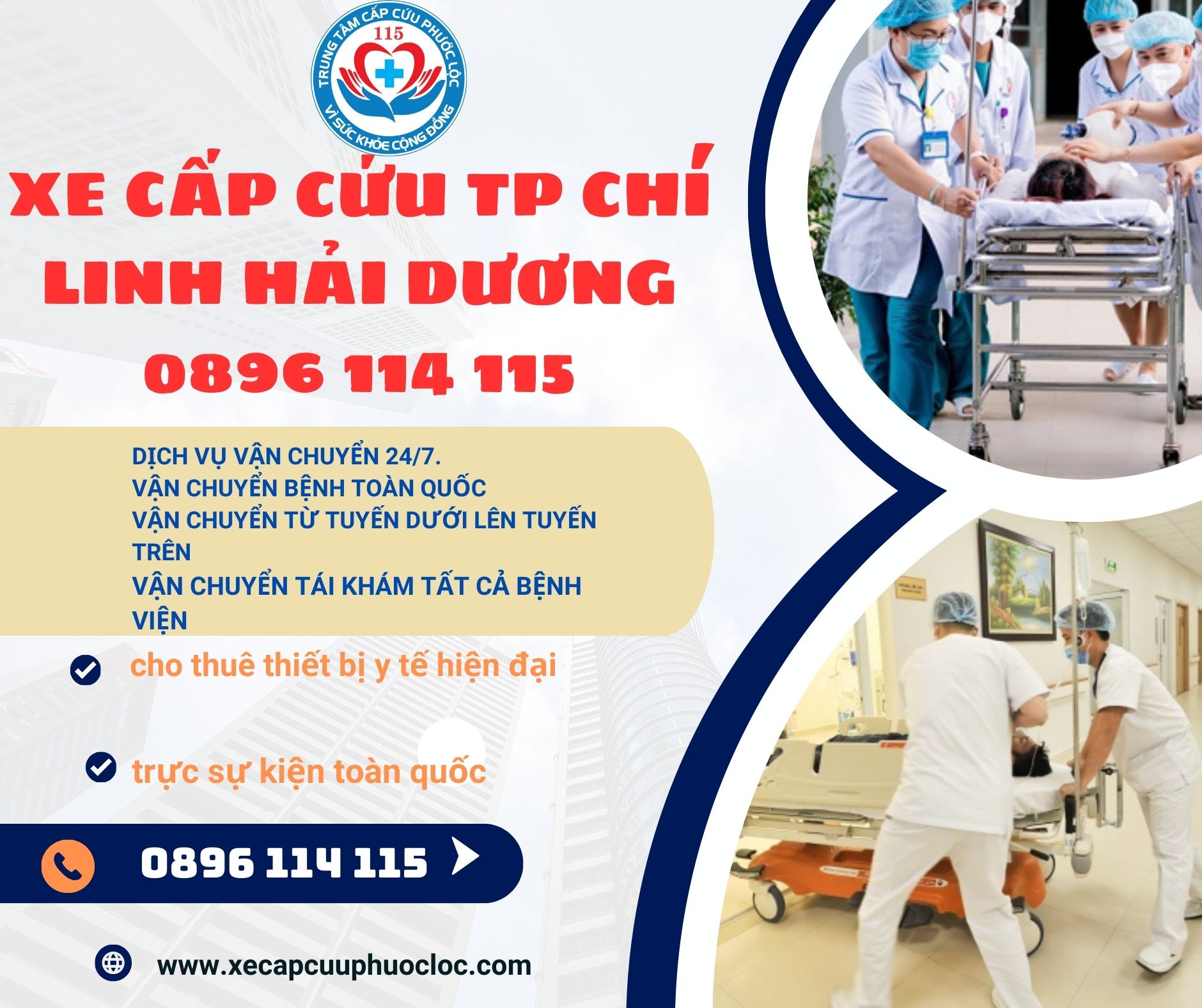 Thuê xe cấp cứu TP Hải Dương 0896 114 115