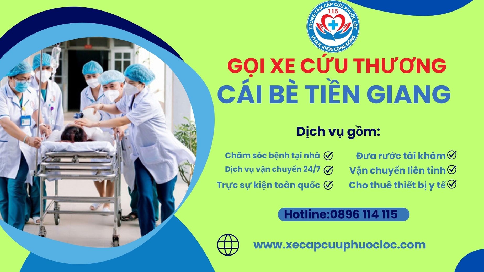 gọi xe cứu thương huyện Cái Bè Tiền Giang 0896 114 115