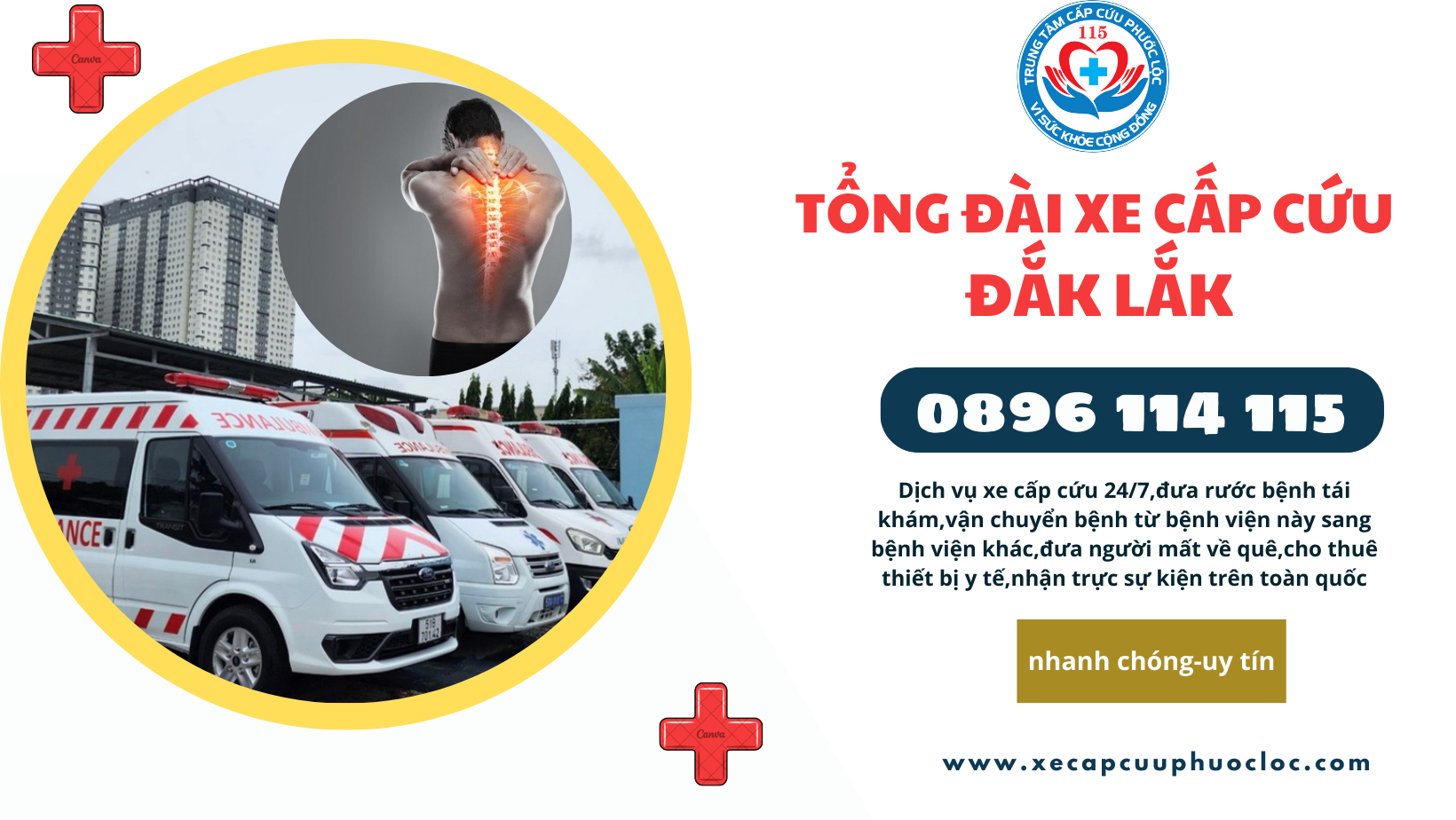 Tổng đài xe cấp cứu Đắk Lắk 0896114115