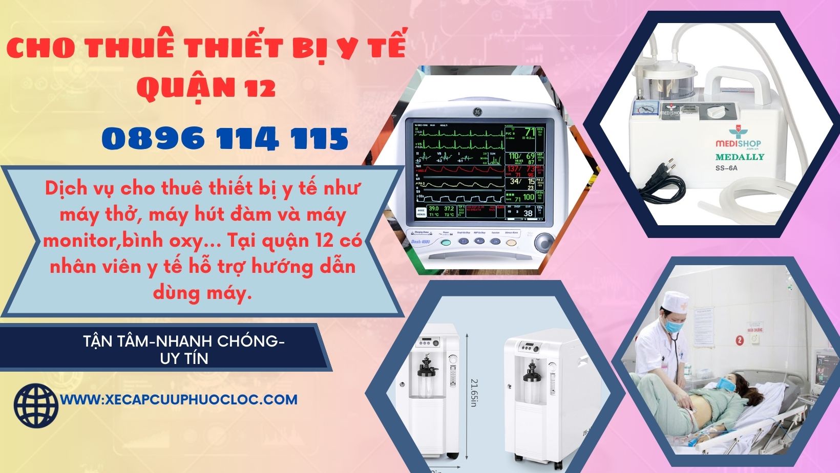 Dịch vụ cho thuê thiết bị y tế như máy thở, máy hút đàm và máy monitor Tại quận 12
