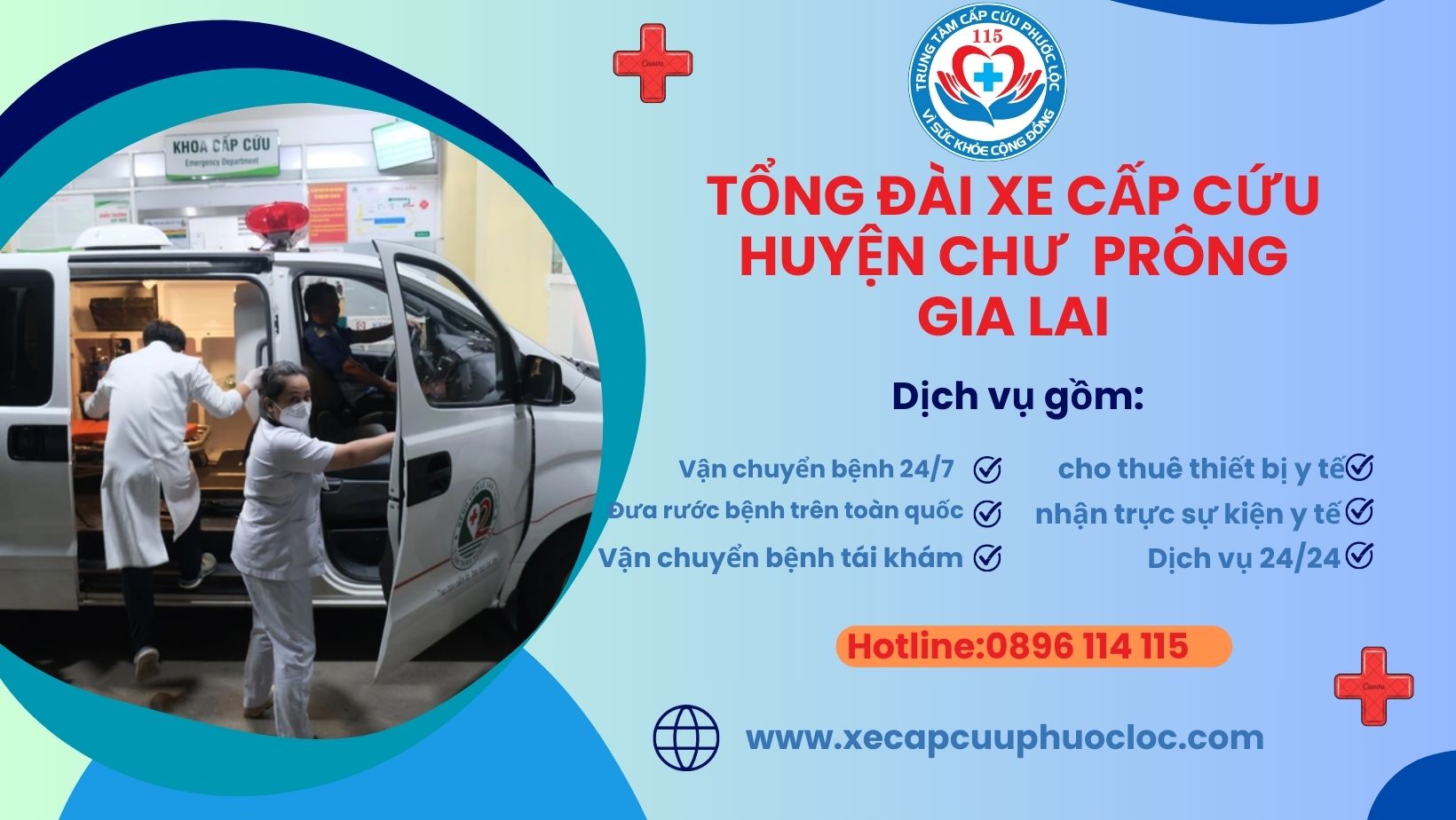 tổng đài xe cấp cứu hoạt động 24/7 huyện Chư Prông, Gia Lai