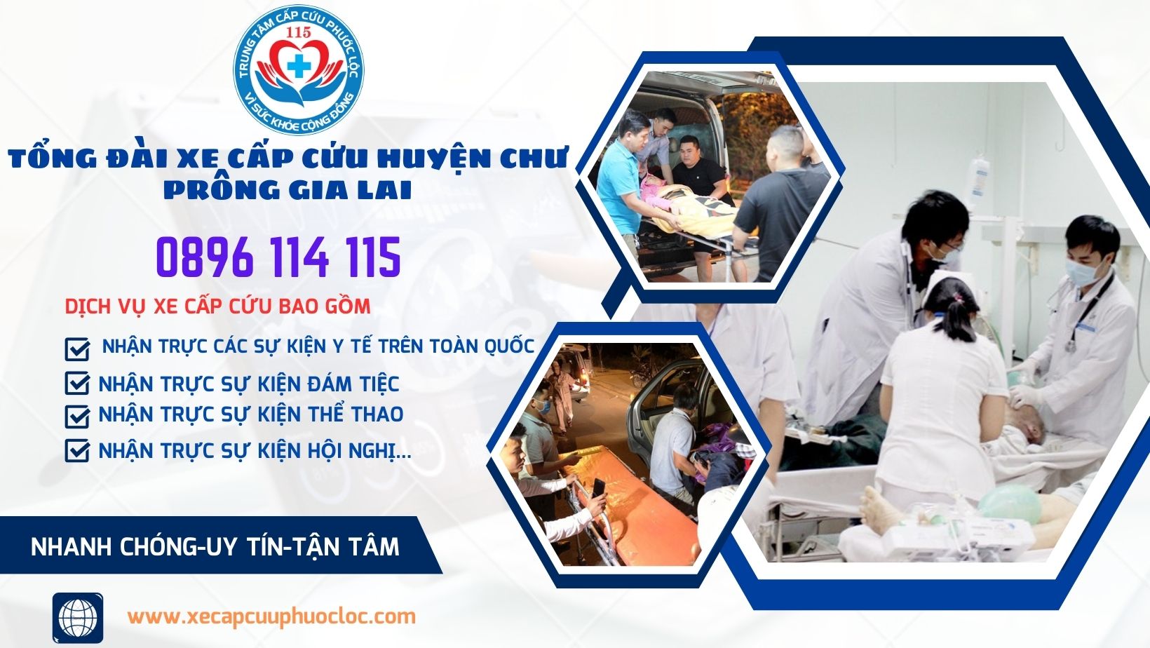 tổng đài xe cấp cứu hoạt động 24/7 huyện Chư Prông, Gia Lai 0896114115