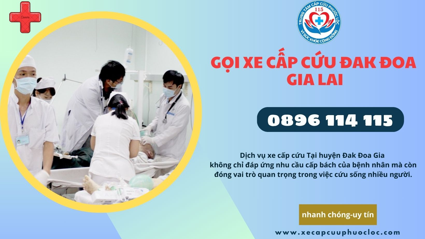 gọi xe cấp cứu Đak Đoa Gia Lai hotline 0896114115