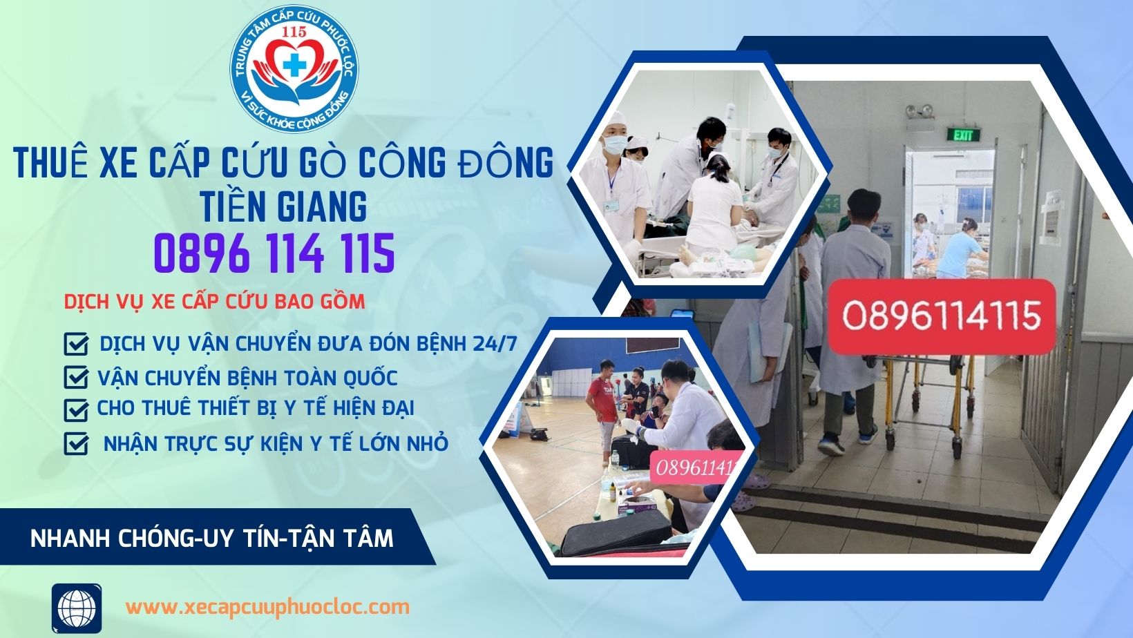 dịch vụ thuê xe cấp cứu từ Gò Công Đông, tỉnh Tiền Giang đến TP.HCM HOTLINE 0896114115
