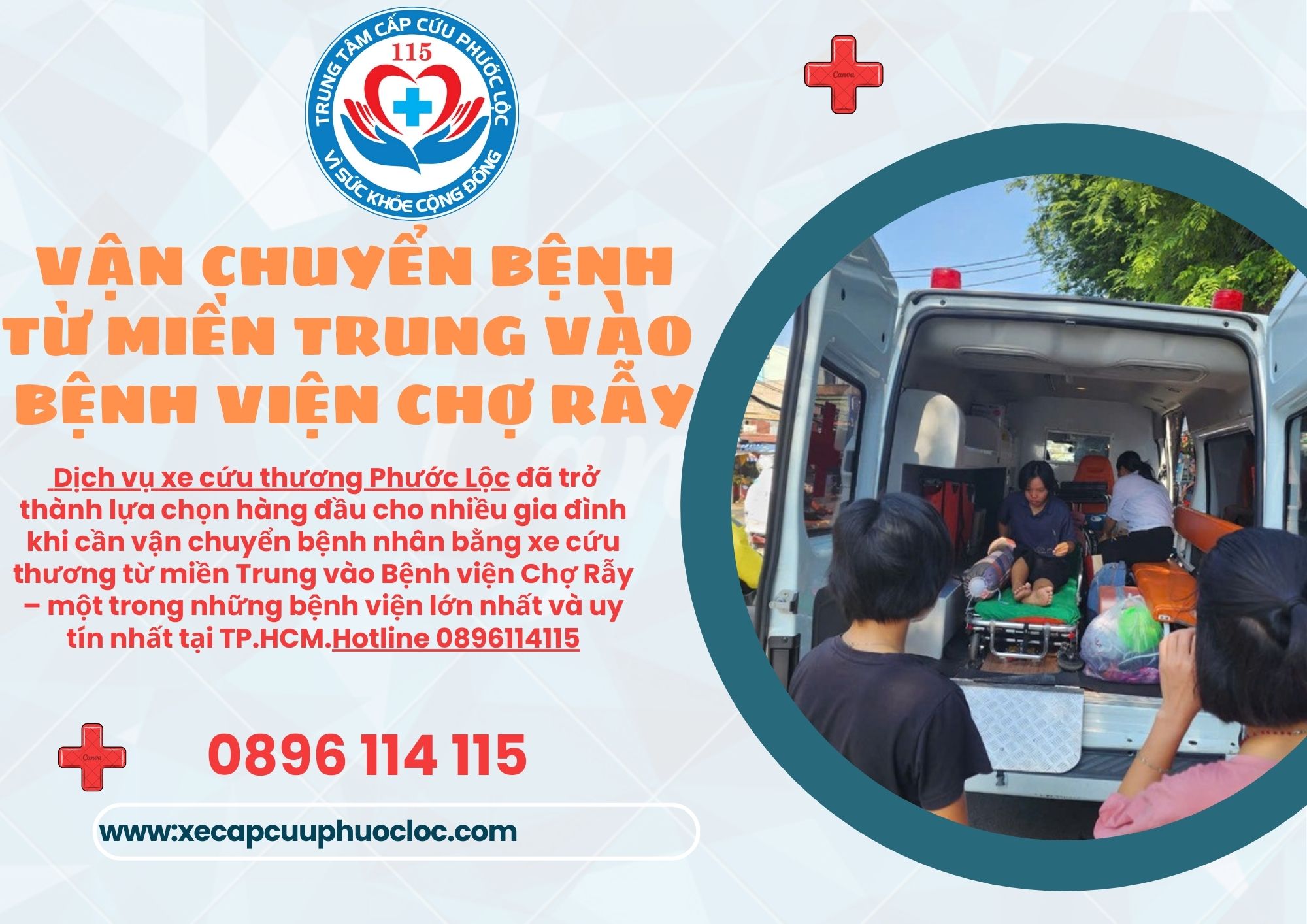 vận chuyển bệnh nhân bằng xe cứu thương từ miền Trung vào Bệnh viện Chợ Rẫy