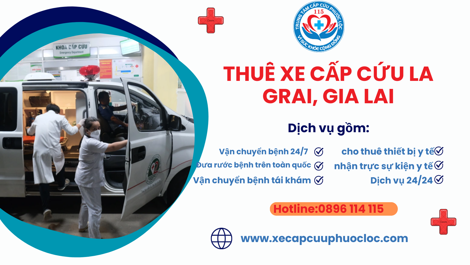 Dịch vụ xe cấp cứu La Grai, Gia Lai hotline 0896114115