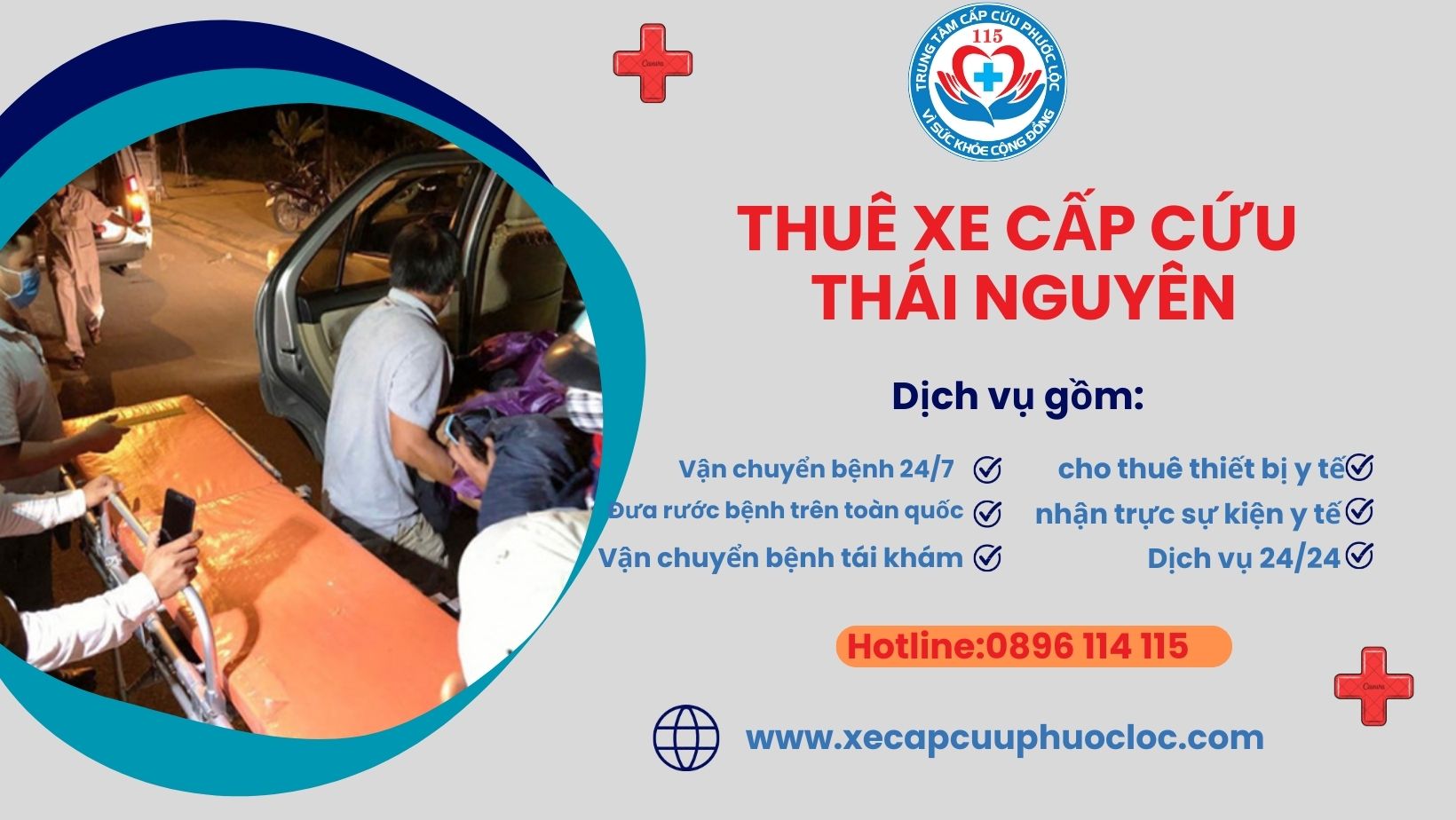 dịch vụ gọi xe cấp cứu Thái Nguyên ra Hà Nội hotline 0896114115