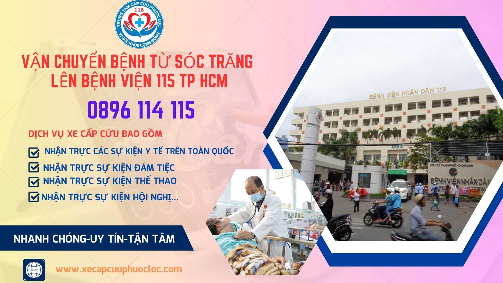 Dịch vụ xe cấp cứu từ Sóc Trăng lên bệnh viện 115 TP.HCM
