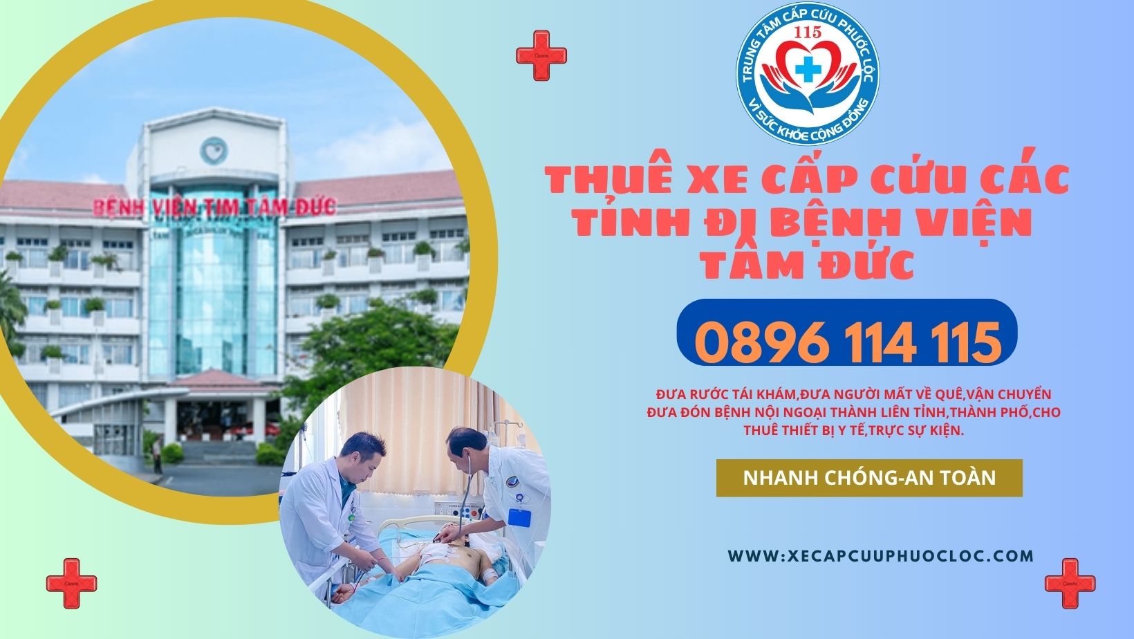 dịch vụ thuê xe cấp cứu từ các tỉnh đến bệnh viện Tâm Đức